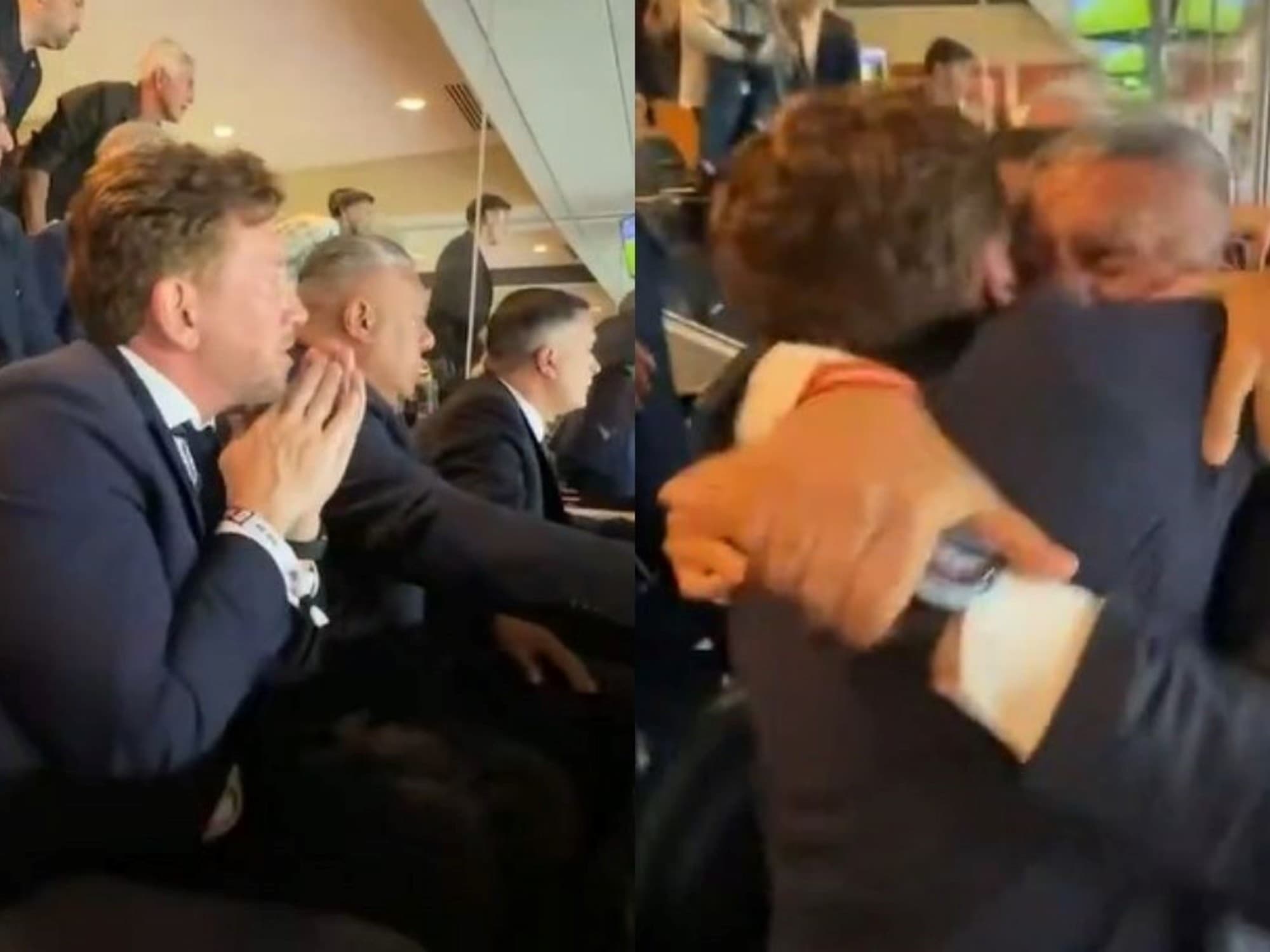 Un abrazo que sella la clasificación: el festejo de Tapia y Domínguez en el palco