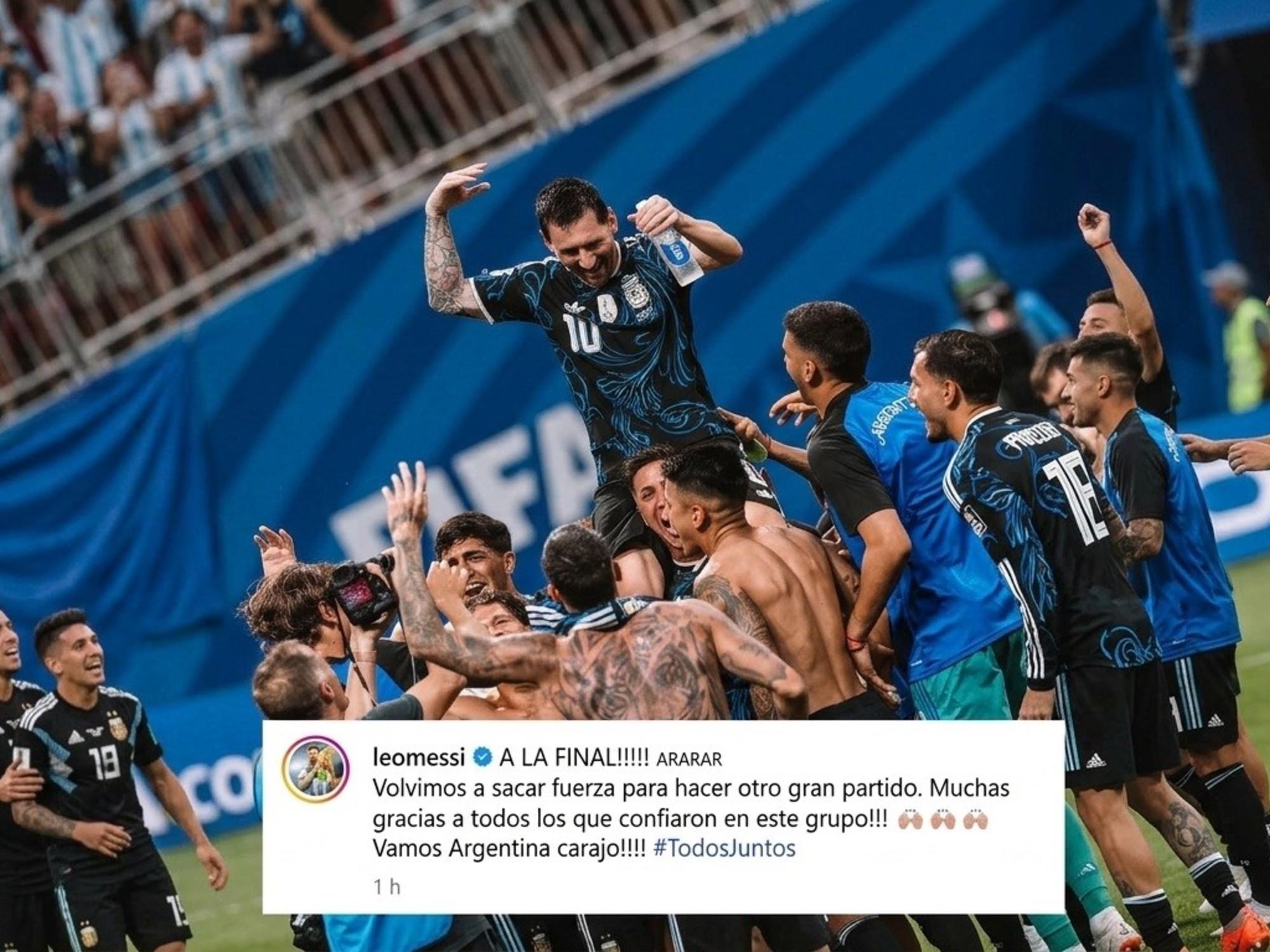 El mensaje de Lionel Messi en redes que despertó la pasión de Di María, Colapinto y Lisandro Martínez