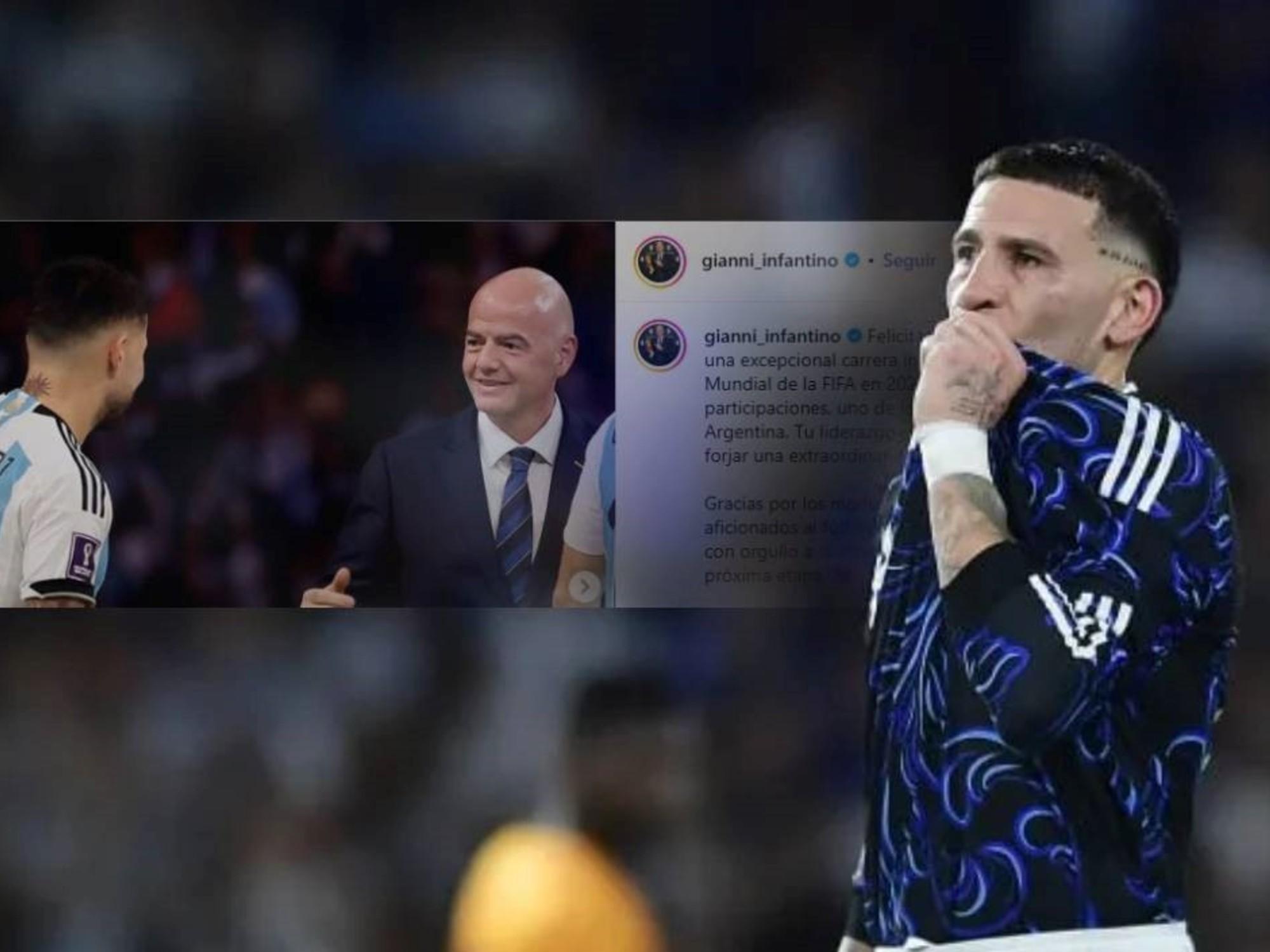 Gianni Infantino sobre Nicolás Otamendi: "Una extraordinaria era"